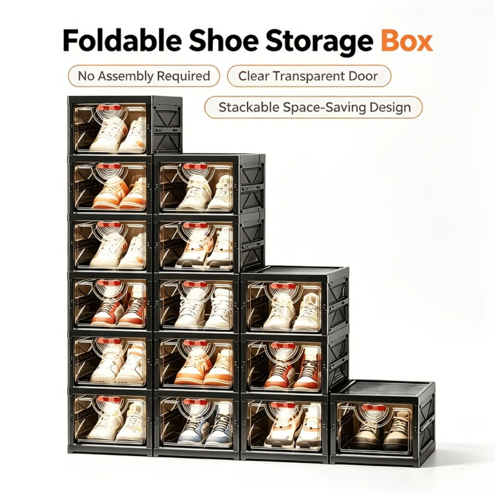 Shoe Cabinet, Furn Mivo Foldable Black Modular Organizer with 3-, 5- or 6-Layer Source Options