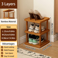 Shoe Organizer Slim Bamboo Stackable Tower with 3, 6 or 9 Tiers for Vertical Entryway Storage