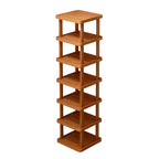 Shoe Organizer Slim Bamboo Stackable Tower with 3, 6 or 9 Tiers for Vertical Entryway Storage