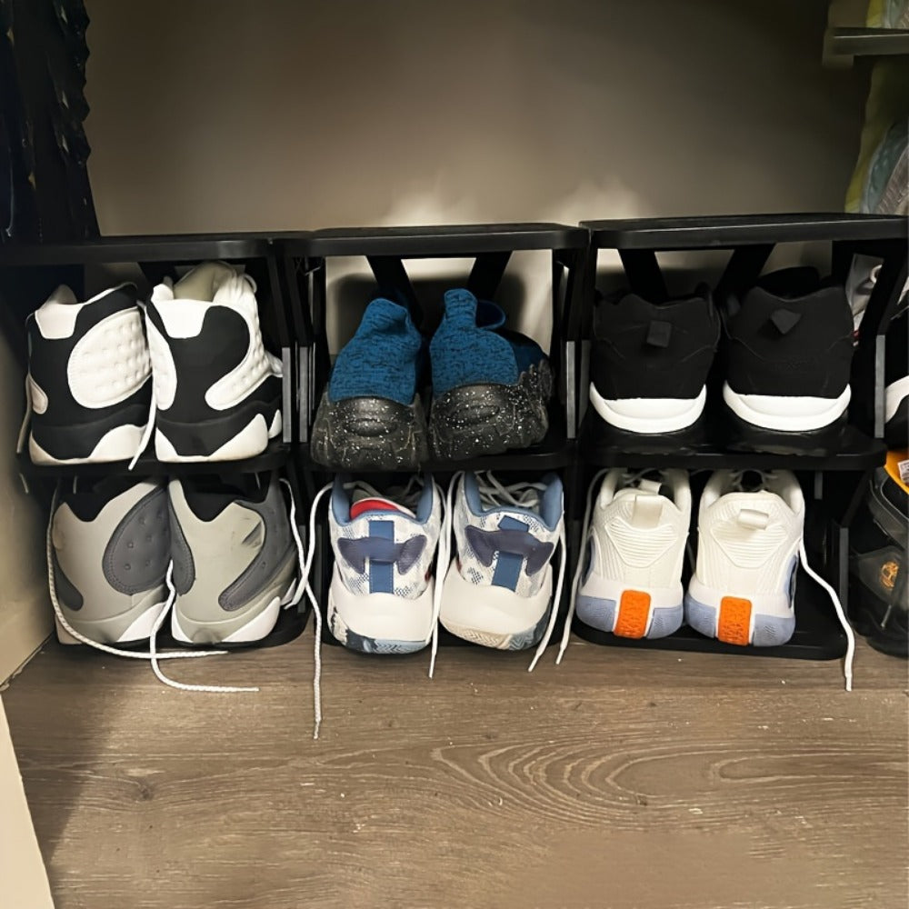 Shoe Rack Narrow Single-Row Organizer with 6-Tier or 9-Tier Folding Removable Design and Top Shelf