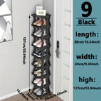Shoe Rack Narrow Single-Row Organizer with 6-Tier or 9-Tier Folding Removable Design and Top Shelf