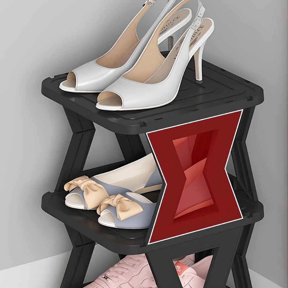 Shoe Rack Narrow Single-Row Organizer with 6-Tier or 9-Tier Folding Removable Design and Top Shelf