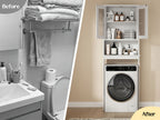 Over-the-Toilet Bathroom Storage Cabinet with Glass-Panel Double Doors, Open Shelf and Three Color Options