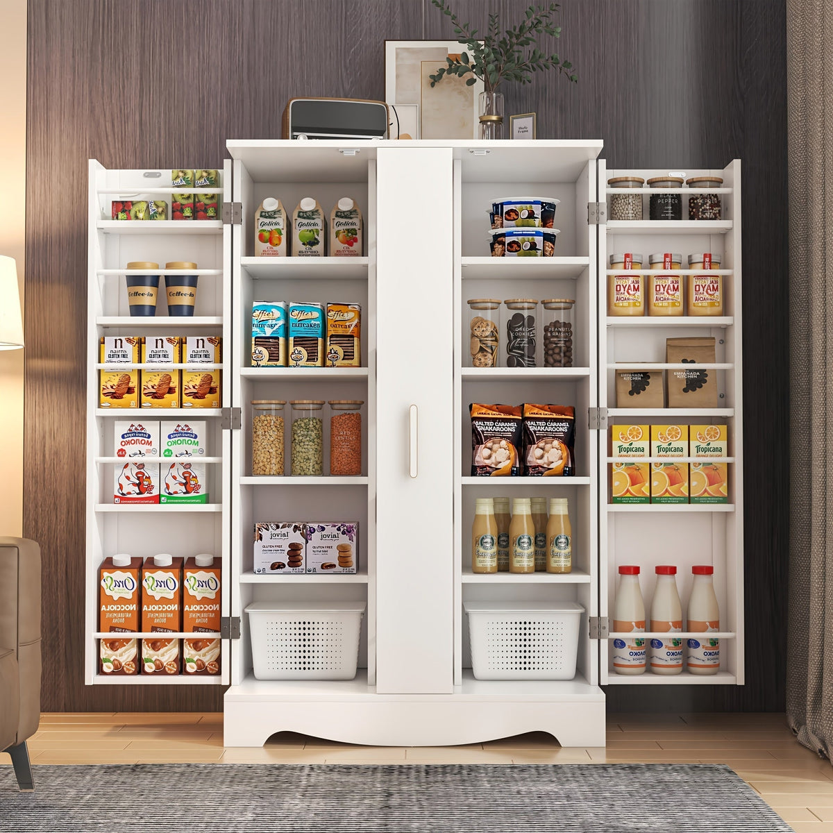 Pantry Cabinet with Storage Drawers for Organized Everyday Storage in Kitchen