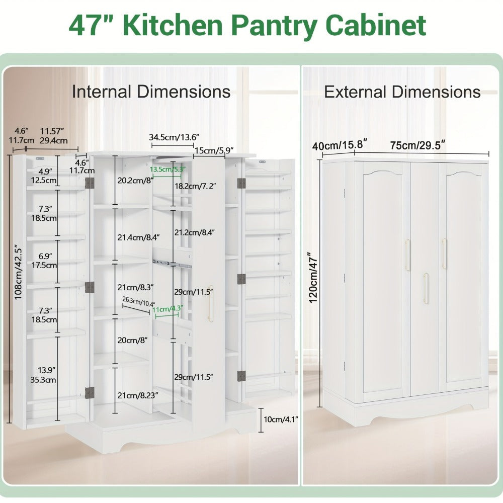 Pantry Cabinet with Storage Drawers for Organized Everyday Storage in Kitchen
