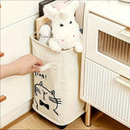 Storage Cart Slim Rolling Fabric Bin with Open Top, Side Handles and Black or White Color Options for Narrow Spaces