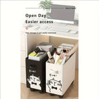 Storage Cart Slim Rolling Fabric Bin with Open Top, Side Handles and Black or White Color Options for Narrow Spaces