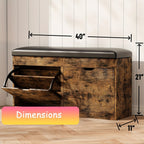 Shoe Cabinet, Furn Mivo Lift-Top Storage Bench with Cushioned Seat in Brown, Black or White