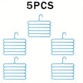 Five-Tier Pants Hangers, 5-Piece Set in Blue, Pink or Green with Horizontal Space-Saving Garment Bars