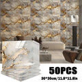 Marble Gold-Vein Wall Tile Sticker Set with 30 cm Panels, Four Colors and 50- or 100-Piece Packs