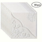 Fifty-Piece Embossed Floral-Curve Wall Tile Sticker Set with 35 cm Square Panels in Four Colors