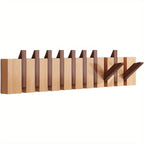 Coat Rack Wall Mounted Wood Piano-Key Rail with Fold-Down Hooks in 4, 6, 8 or 10 Hook Sizes