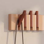 Coat Rack Wall Mounted Wood Piano-Key Rail with Fold-Down Hooks in 4, 6, 8 or 10 Hook Sizes
