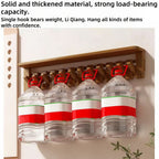 Coat Rack Wall Mounted Wood Piano-Key Rail with Fold-Down Hooks in 4, 6, 8 or 10 Hook Sizes